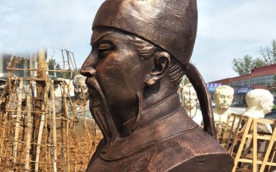 學校古代歷史名人胸像玻璃鋼仿銅李白雕塑