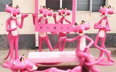 公園卡通創(chuàng)意粉紅豹玻璃鋼雕塑