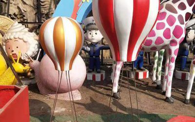 動(dòng)物園創(chuàng)意玻璃鋼彩繪童趣氣球雕塑