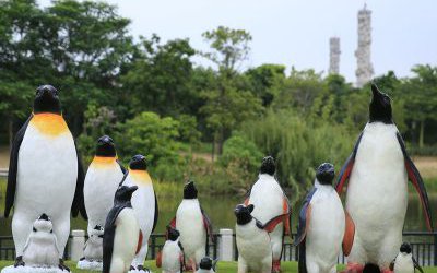 兒童樂園仿真動(dòng)物玻璃鋼企鵝雕塑