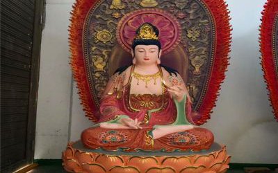 玻璃鋼彩繪大型景觀佛像三圣雕塑