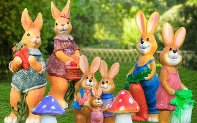 農(nóng)場(chǎng)玻璃鋼卡通彩繪兔子雕塑