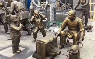 小區(qū)街道玻璃鋼仿銅爆爆米花的人物雕塑