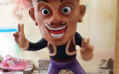 兒童游樂園卡通玻璃鋼光頭強(qiáng)雕塑