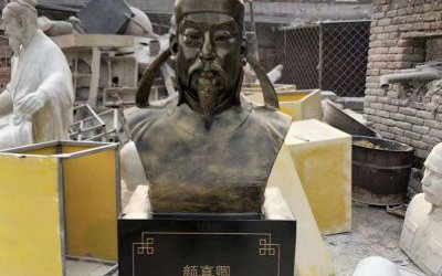 校園擺放玻璃鋼仿銅唐代書法家顏真卿頭像
