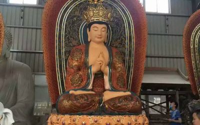 景區(qū)寺廟大型玻璃鋼佛像三圣雕塑