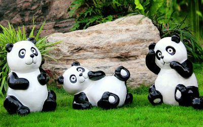 學(xué)校小區(qū)公園廣場卡通熊貓玻璃鋼雕塑