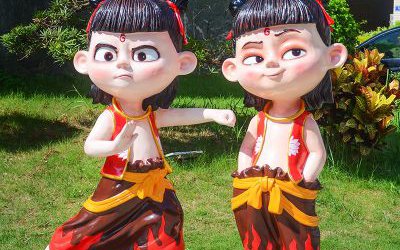 魔童降世卡通公仔商場(chǎng)美陳城市玻璃鋼哪吒雕塑