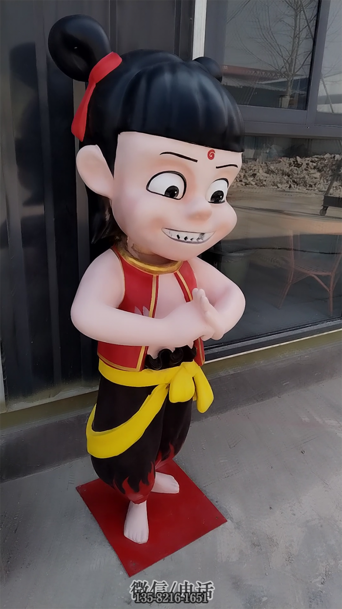 雙手抱拳哪吒雕塑，模具高1.5米，支持定制